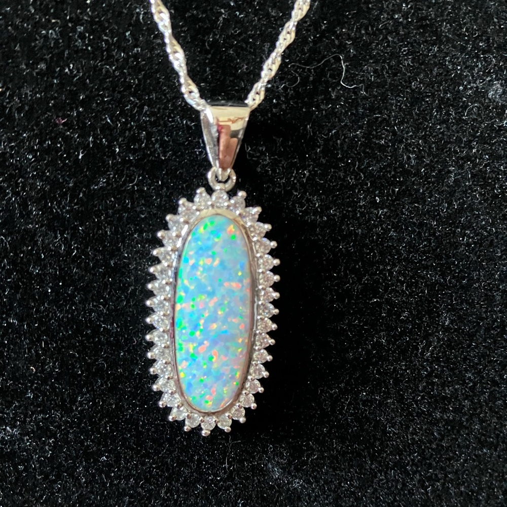 Opal & 925 Sterling Silver Necklace